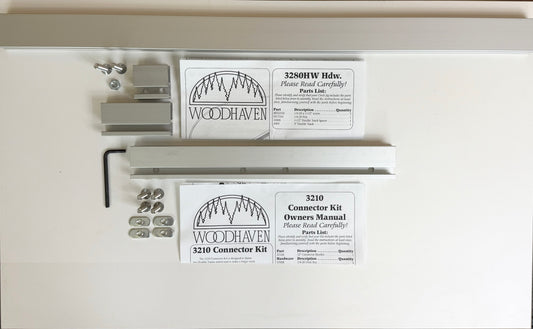 Woodhaven circle jig extension kit showing 24-inch double track and connector hardware