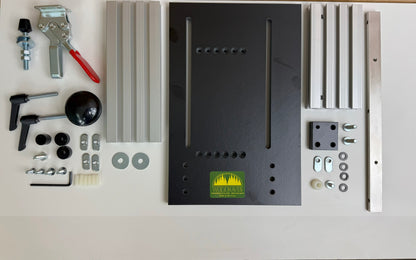 Exploded view of the band saw sled components