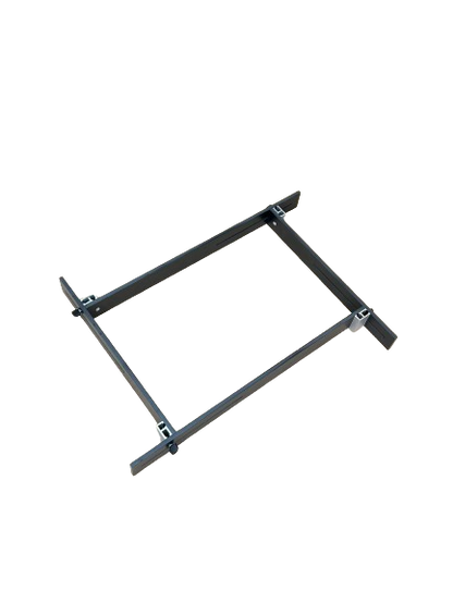 A black cutting board juice groove jig made from phenolic material with visible metal fittings, designed for routing a groove around the perimeter of a cutting board.
