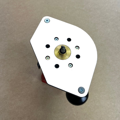 Woodhaven guide bushing base plate for compact routers, front view showing bushing hole