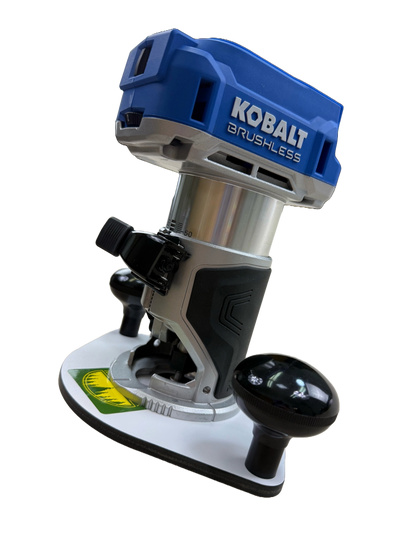 Kobalt brushless router on a white plate