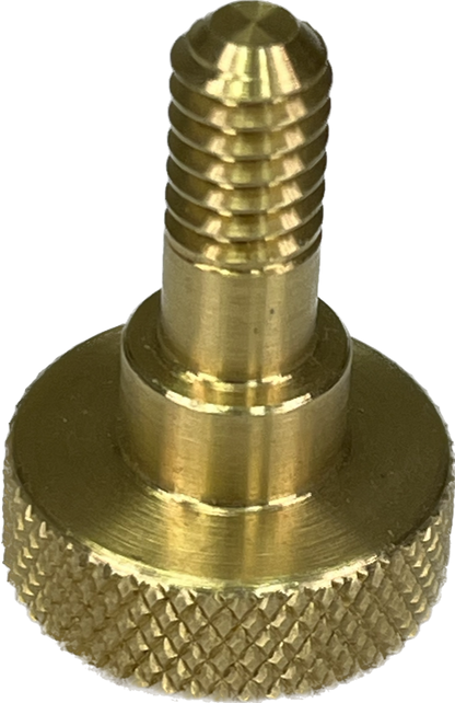 brass replacement indexing knob for a miter gauge, displaying threaded stems and textured grips.