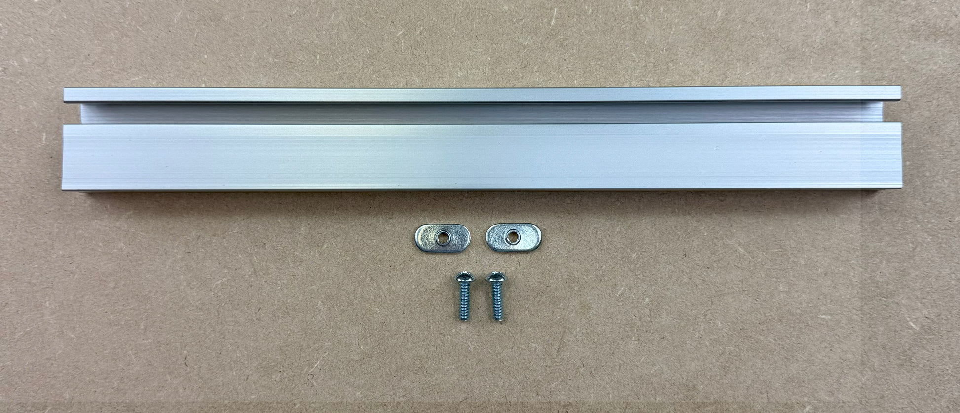 Aluminum track with mounting screws