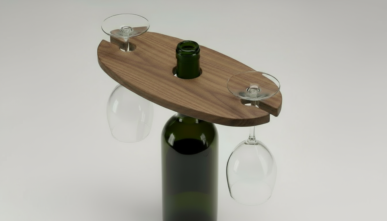 Wine glass holder on wine bottle