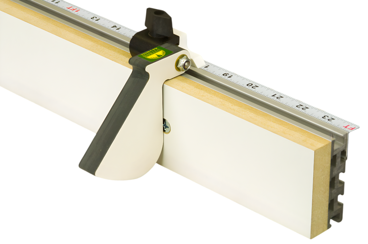 Curved flip stop with optional ruler bar