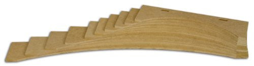 A set of ten arched wooden templates arranged in a series, likely used for routing decorative raised panel profiles into wood panels.