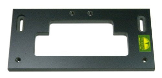 Black T-Strike Plate Template with a visible yellow level bubble, designed for routing hinge, strike plate, and lockset mortises in wood.
