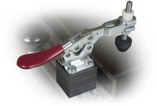 Horizontal clamp sitting on three riser blocks