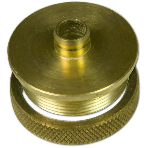 A router guide bushing and lock nut made of brass, displayed on a white background.