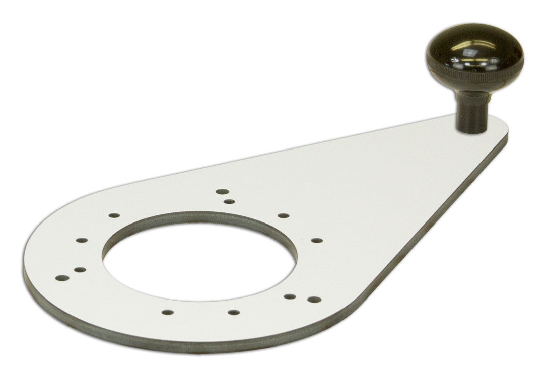 Offset router baseplate shown without a router attached