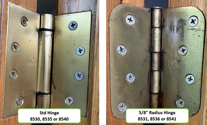 comparison of two styles of door hinges